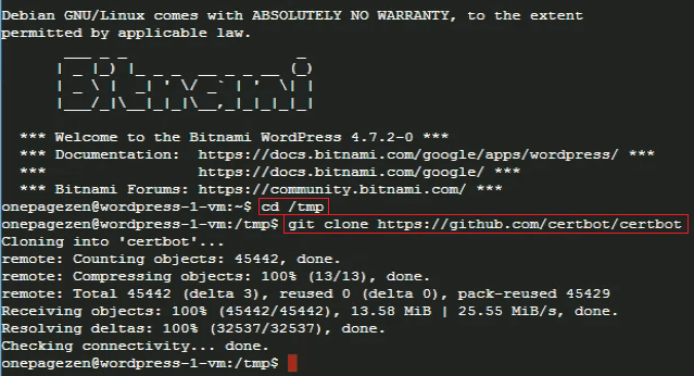 download certbot command ssl certificate setup for wordpress on google cloud