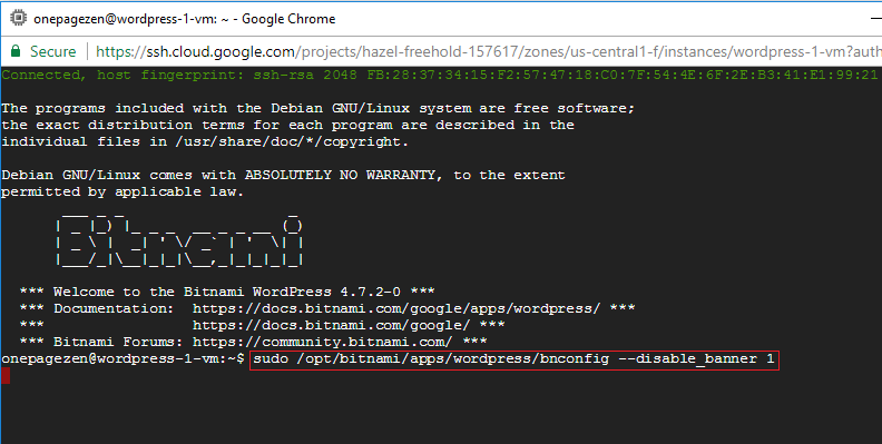 disable bitnami corner banner