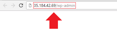 paste wordpress ip address google cloud into web browser url