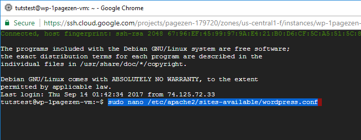 ssl certificate setup wordpress google cloud click to deploy