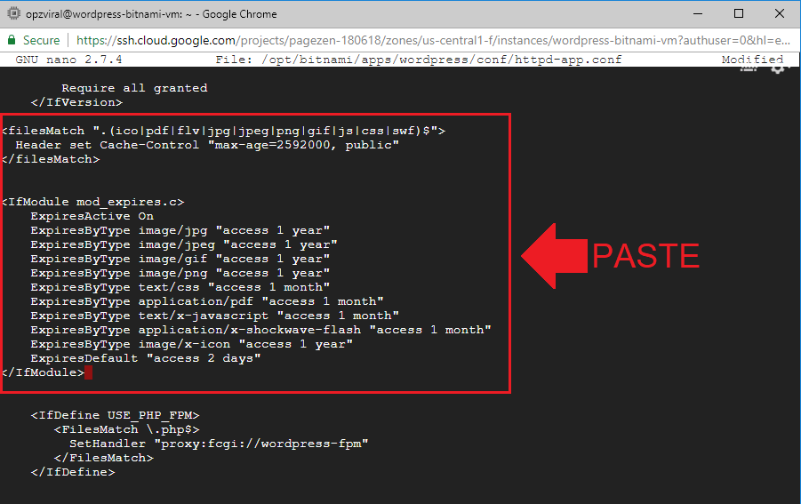 add expires wordpress on google cloud bitnami