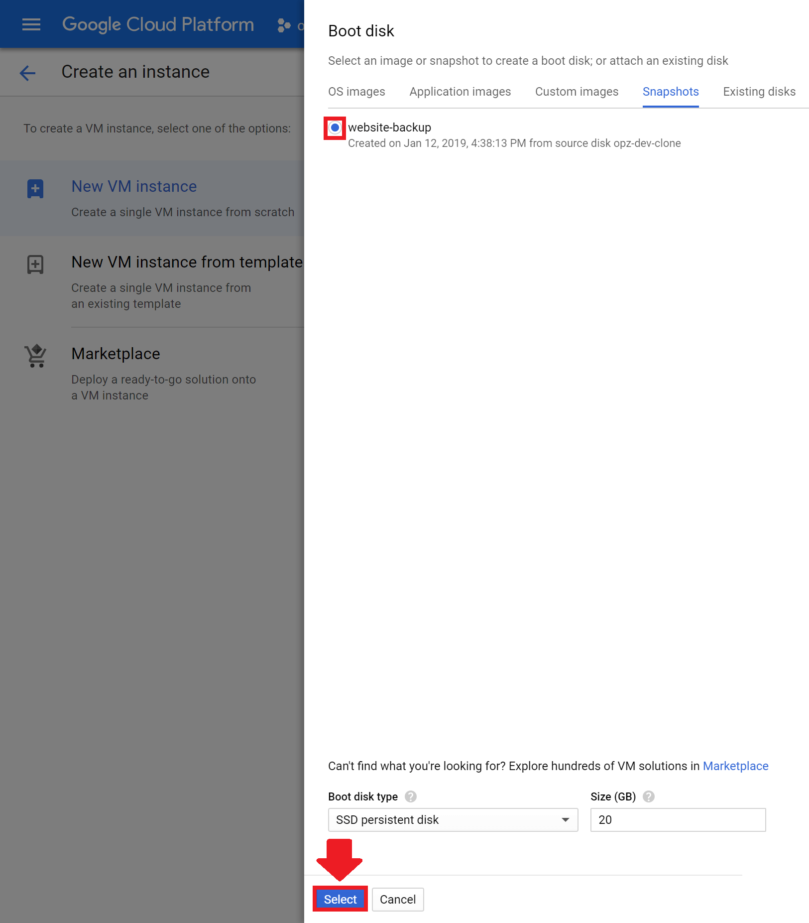 backup and restore websites on google cloud