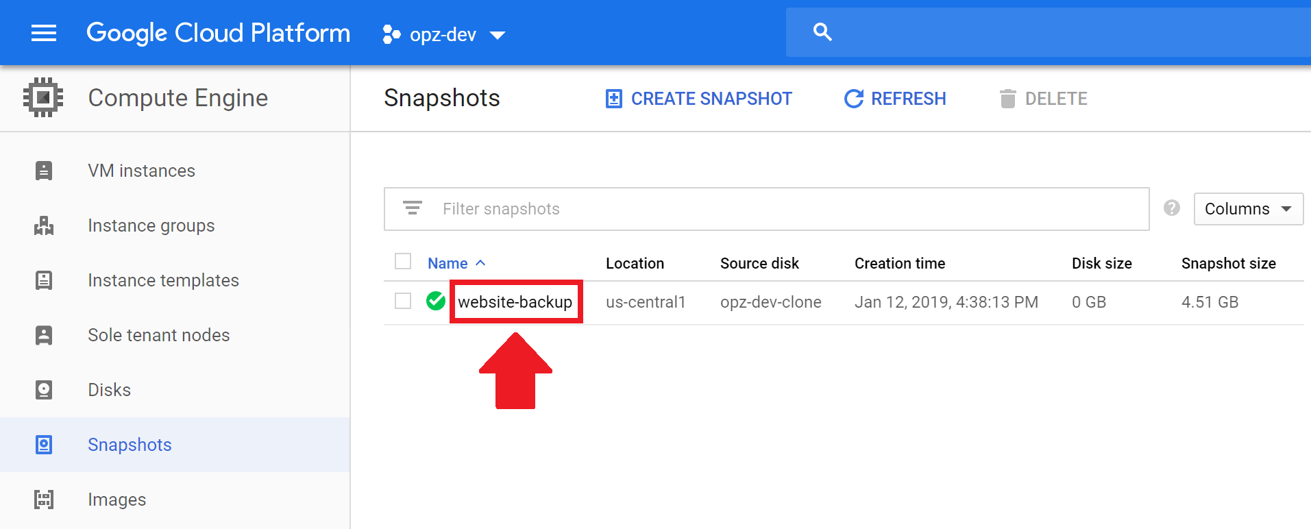 backup and restore websites on google cloud